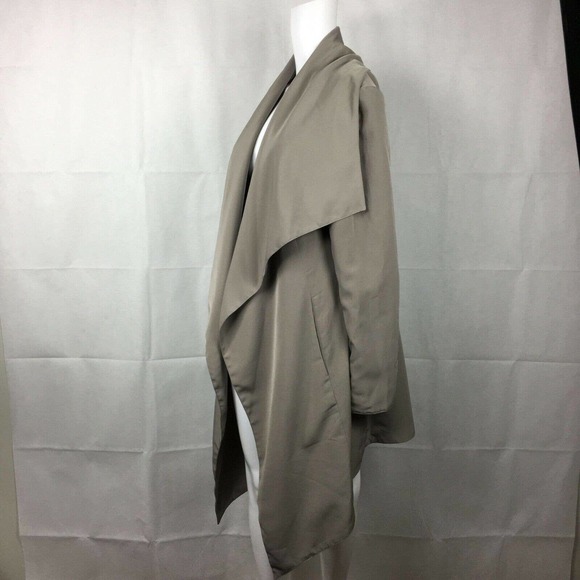 Sympathy by SW Jacket Womens Sz M Asymmetrical Beige Pockets Duster Long Pockets - Picture 4 of 7